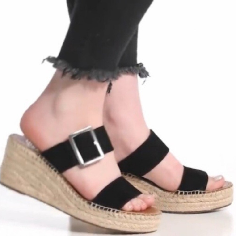 Franco Sarto Black Espadrille Wedges